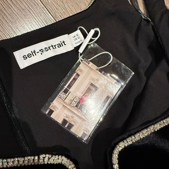 Self-Portrait Black Velvet Midi Dress US12 - Picture 8 of 13